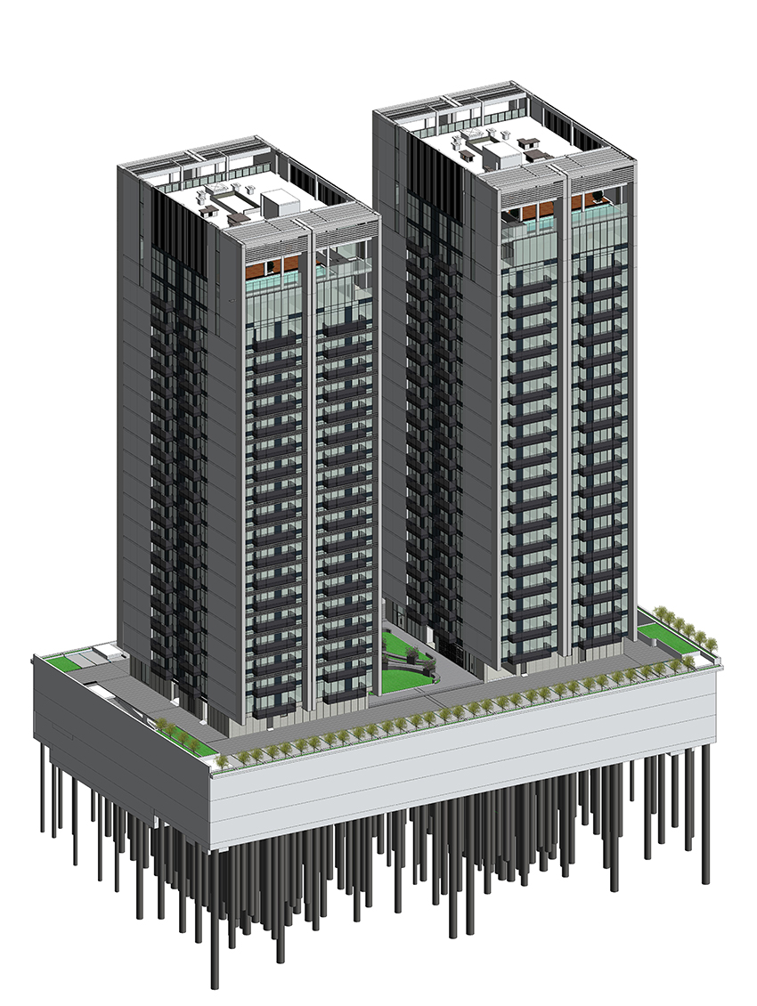 architectural bim model of an apartment building