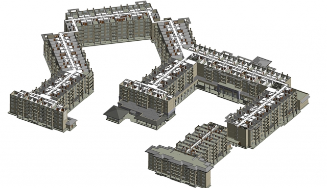 3d architectural model of a commercial building