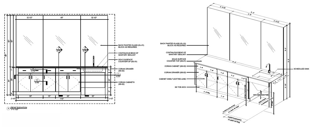 Millwork shop drawing for a building