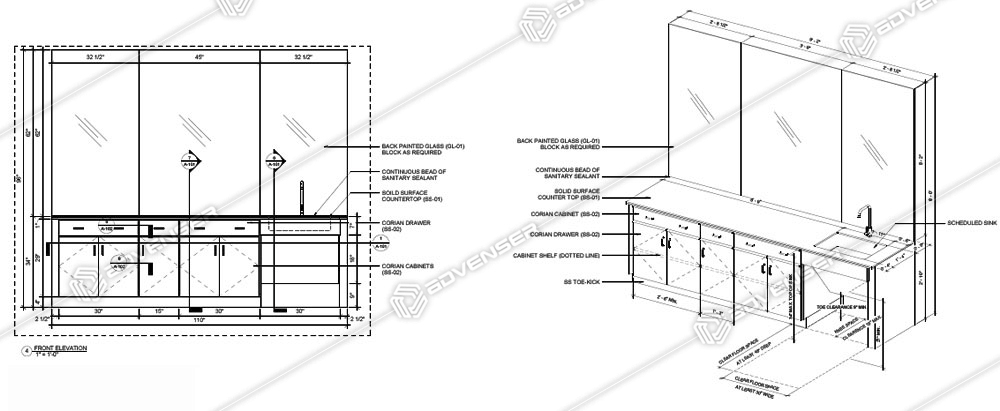Millwork shop drawing for a building